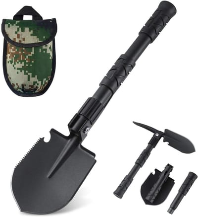 Opvouwbare schep Kampeerschep Multifunctioneel gereedschap Militaire schep Zwaar uitgevoerd legeringsstaal Auto-overlevingsschep Tactische schep voor offroad, sneeuwnoodsituaties, tuinieren, wandelen, backpacken en vissen