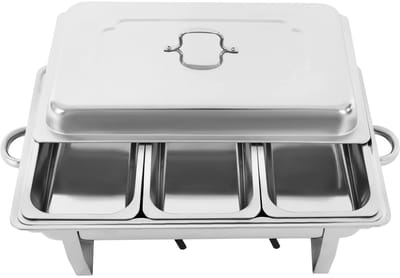 Allero Warmhoudplaat - Buffetwarmer - Warmhoudschalen - 3 Compartimenten - Roestvrijstaal - Buffetschotel - 3x 2,5 Liter