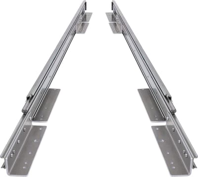 Set ladegeleiders 50cm + haakse vloermontage + ladebeugels 20" volledig uittrekbaar en 250 kg belastbaar - 2 st. heavy duty kogellager camper lade geleiders 500 mm 20 inch