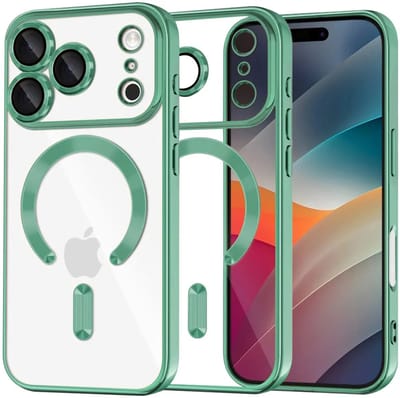 Hoesje geschikt voor Apple iPhone 17 Pro Max - Techsuit Luxury Crystal Back Cover - Geschikt voor MagSafe - Transparant/Lichtgroen