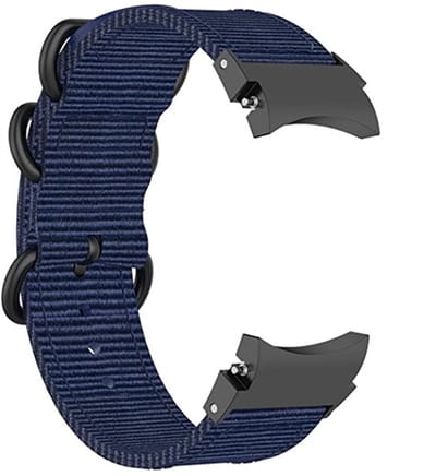 Nylon bandje - Geschikt voor Samsung Galaxy Watch 7 (40 & 44mm) / Watch 6 (Classic) / Watch 5 (Pro) / Watch 4 (Classic) / Watch FE - donkerblauw