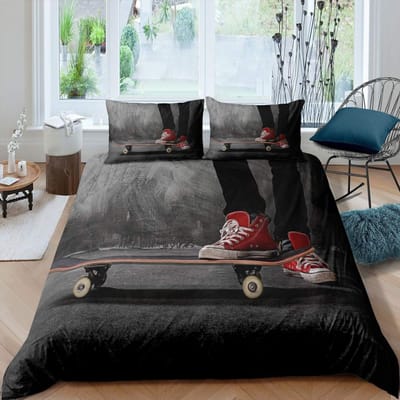 Tiener Skateboard Dekbedovertrek Jongens Hipster Graffiti Stijl Dekbedden Kinderen Extreme Sporten Thema Cool Skate Beddengoed Set EU Double(200*200cm)3pcs