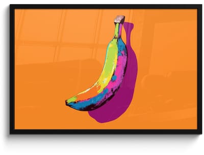 Poster in lijst - Fotolijst 90x60 cm - Posters - Felle kleuren - Banaan - popart - Posterlijst zwart - Decoratie - Wanddecoratie woonkamer - Muurdecoratie slaapkamer