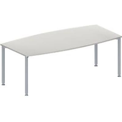 Schäfer Shop  Genius Vergadertafel MODENA FLEX, in hoogte verstelbaar, bootvorm, 4-poot ronde buis, B 2000 x D 1000/800 mm, zonder contactdoos, lichtgrijs