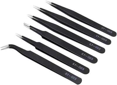 Precisie Tweezer Set - Pincet Set Handwerk - Fijne Werkzaamheden Uitvoeren - Anti-statisch Roestvrij Staal - 6 Stuks - Zilver