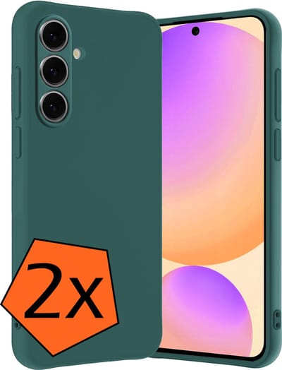 Hoes - 2 Stuks - Geschikt voor Samsung Galaxy S24 FE - Sterk & Shockproof - Case Siliconen - Back Cover - Telefoon Hoes - Donkergroen