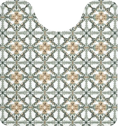WC mat met uitsparing 55x60 cm - Antislip - Floraal - Verweerd - Keurrijk - Toiletmat met uitsnijding - Vloermat - Douchemat - Toilet tapijt - Toiletmatten