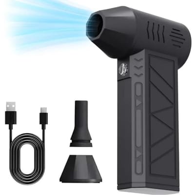 NouveauMini Ventilateur Turbo Jet 130000 tr/min Souffleur d'Air Électrique Vitesse du Vent Réglable Souffleur Puissant Rechargeable avec Lumière Nettoyage de Voiture noir