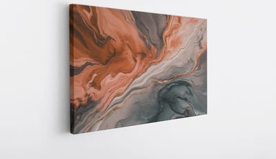 Saammp Canvas Schilderij - Oranje grijs - Abstract - 30x20 - Foto op canvas - Wanddecoratie - Muurdecoratie Woonkamer - Slaapkamer decoratie - Canvas Print
