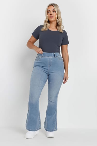 Yours Flare Jegging Met Wassing In Lichtblauw Size 42