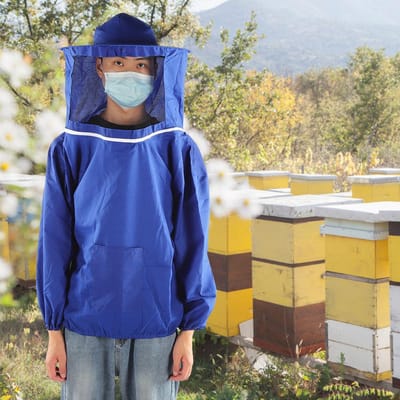 Combinaison d'apiculteur respirante avec voile de protection pour l'extérieur - Accessoires pour apiculteurs bleu
