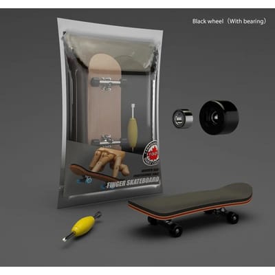 Planche à roulettes pour doigts en bois professionnelle 5 couches érable avec roues en alliage à roulements Mini jouet de skate portable pour enfants adultes noir