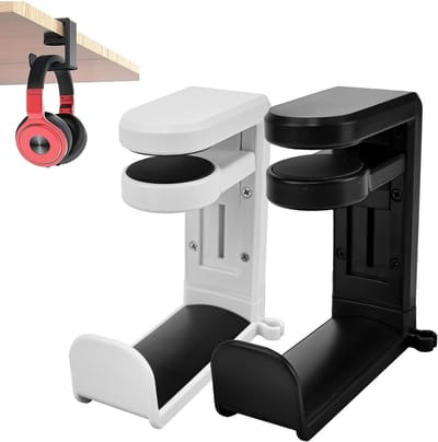 Bureau Hoofdtelefoonstandaard - 2 Stuks - 360 Graden Rotatie - Multifunctionele Tafelhouder voor Gaming en Organisatie