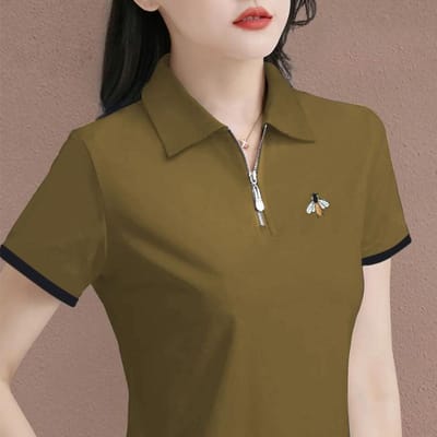 Polo Shirt Rits Korte Mouw T-shirt Dames Nieuwe Zomer Revers Casual Middenleeftijd Moeder Top 3XL