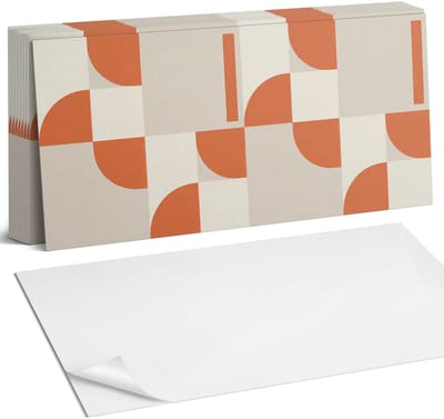 Coloray Plaktegels - Abstracte ordening van vormen Zelfklevende Wandtegels - 40 cm x 20 cm - Oranje Plaktegels - 10 stuks - Rechthoek PVC Tegels - Plaktegels Badkamer - Vloertegels Zelfklevend - Vinyl Tegels Zelfklevend - Portugese Tegels