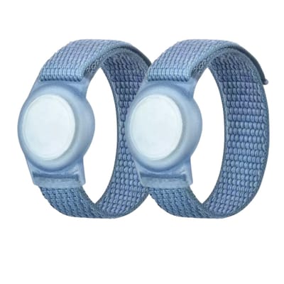 Knaak Polsbandje geschikt voor Apple AirTag - 2-Pack - Siliconen Armband - 22 cm - Blauw