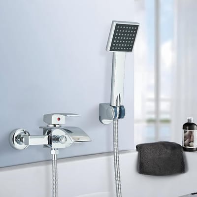 Waterval badkraan chroom wandmontage badkraan met handdouche badkraan, armatuur voor badkamer badkamer messing