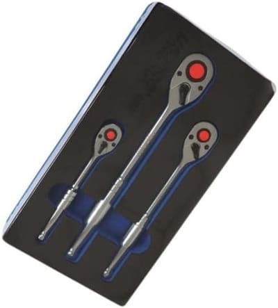 Ratelsleutel Set - Dopsleutel Ratels - Klus Klussen - 90 Tanden Mechanisme - 3 Delig - Rood