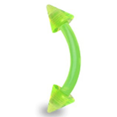 Piercing flexibel UV spikes 1.2x8x3 - groen - LMPiercings