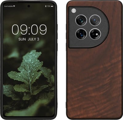 kwmobile telefoonhoesje geschikt voor OnePlus 12 - Hoesje met bumper in donkerbruin - Backcover - hout
