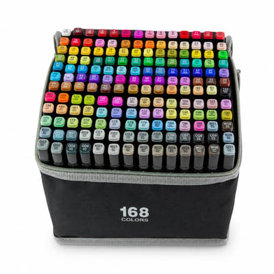 Beyahl - Twinmarkers Alcohol Markers 168 Stuks - Professionele Dual Tip Markeerstiften - Dubbelzijdige Alcohol Stiften - Inclusief Opbergkoffer - Meerkleurig