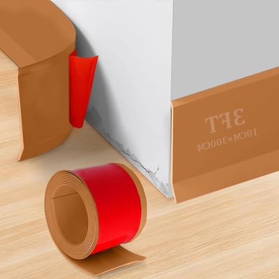 Zelfklevende Soft Skirting Board van PVC, 300 cm x 10 cm, Lichtbruin, Perfect voor Keuken en Badkamer, Flexibele Afwerking en Eindstrip