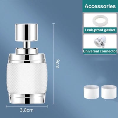 Aérateur de Robinet Filtre Métal Lourd - Tête en Aluminium Pivotante à 360° 3 Modes de Jet Adaptateur Universel Inclus blanc