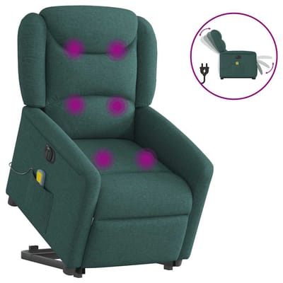vidaXL - Sta-op-massagestoel - elektrisch - verstelbaar - stof - donkergroen