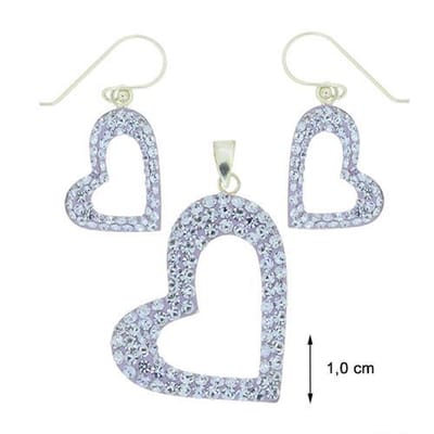 Blinx Jewels Zilveren Hanger Hartje Rode Stenen Zirkonia incl. Oorbellen