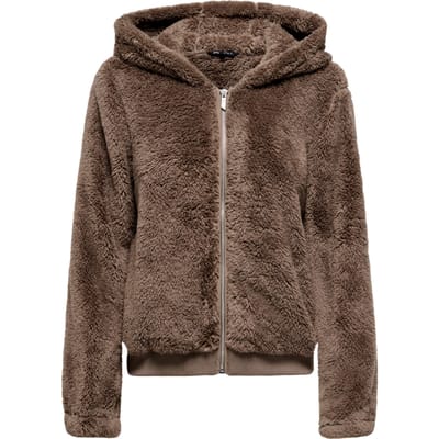Only camel dames vest   Capuchon hals   Regular fit   Steekzakken   Teddy patroon   Ritssluiting   Duurzaam   Lange mouw Camel XL