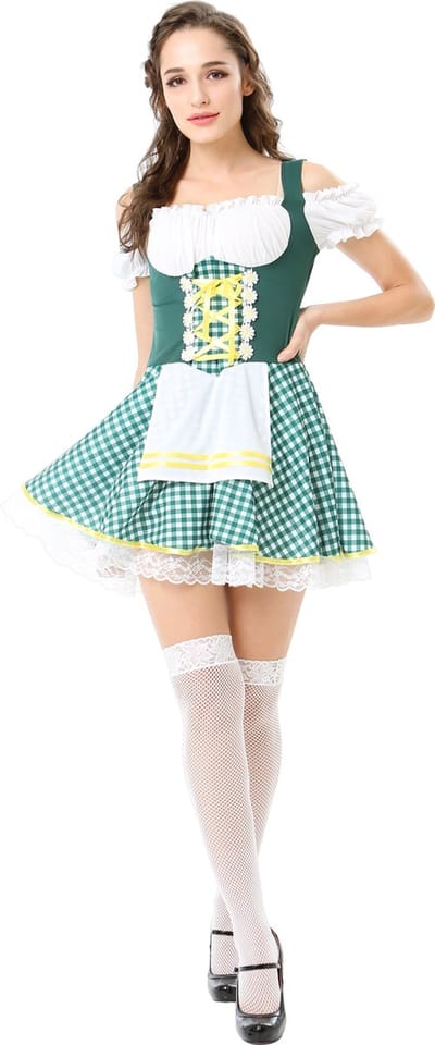 Partychimp Oktoberfest Dress Maxime Sexy Oktoberfest Dirndl Oktoberfest Dames Carnavalskleding Dames Carnaval Kostuum Dames - Polyester - Groen- S
