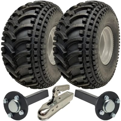 22x11.00-8 Open Centre P308 ATV-aanhangwagenkit: wielen, assen en koppeling, draagvermogen 310 kg