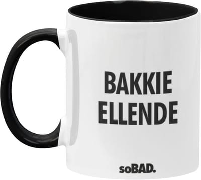 Mok zwart/wit - Bakkie ellende - soBAD. | Mug | Tekst | Collega | Kantoorhumor | Theemok | Koffiemok | Koffiebeker | Vaatwasbestendig