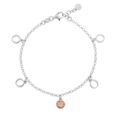 Orphelia 'Maite' Dames 925 Sterling Zilveren Set: Ketting + Armband + Oorbellen - Zilver/Roze SET-7376