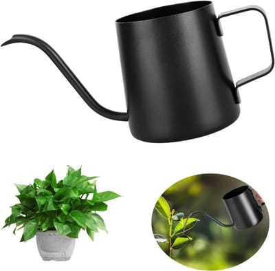 Mini Gieter voor Binnenplanten - 250ml Zwart RVS Water geven