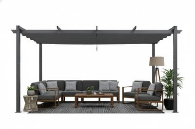 PURPLE LEAF Pergola – Stevig Aluminium Frame – Verstelbaar Zonnedak – UV-bestendig Doek – Roestvrij en Weerbestendig
