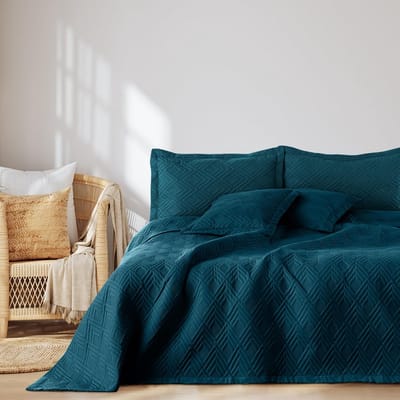 Sprei 240x260 cm bedsprei dubbelzijdig ultrasoon stiksel polyester Ophelia indigo