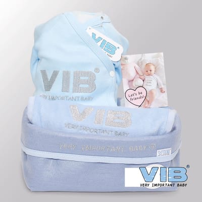 VIB® - Giftset Commodemandje - VIB Boy (Blauw) - Babykleertjes - Baby cadeau - zwangerschap aankondiging - geboorte cadeau