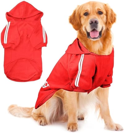 Warme Hoodie voor Grote Honden, Winterkleding met Knopen, Dikke Hondentrui en Jasje (Rood, 5XL)