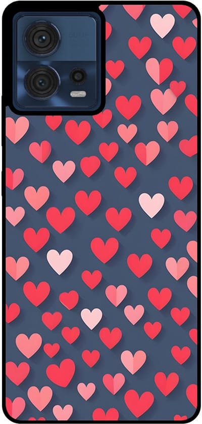 Smartphonica Telefoonhoesje Geschikt voor Motorola Edge 30 Fusion / Motorola Moto S30 Pro met Roze en Rode Hartjes Opdruk - TPU Backcover Case With Rosé and Red Heart Design geschikt voor Motorola Edge 30 Fushion;Motorola Moto S30 Pro