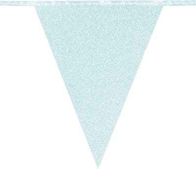 Boland - Kartonnen vlaggenlijn Glitter lichtblauw - Glitter & Glamour - Glitter - Glamour - Feestversiering - Babyshower