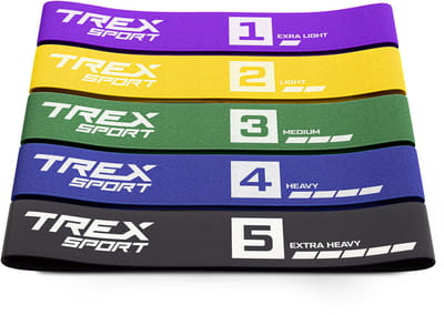 Trex Sport TX-033PRA - Mini Bands - 5 stoffen banden -330×60 mm - Kleur A - Weerstand 2,5-25 kg