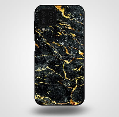 Smartphonica Telefoonhoesje voor Samsung Galaxy A22 4G met marmer opdruk - TPU backcover case marble design - Goud Zwart geschikt voor Samsung Galaxy A22 4G