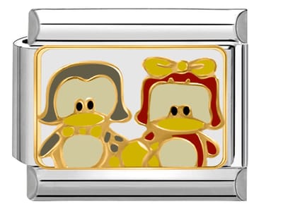 Quiges - Schakel - Bedel - 9mm - charms - Kleurrijk - Cartoon eend - Geschikt voor - armband - Schakelarmband - italy bedels armband