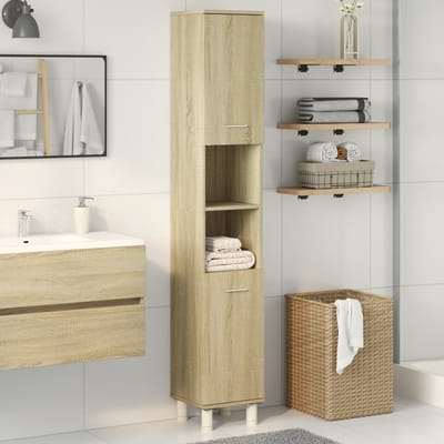 vidaXL - Badkamerkast - 30,5x30x179 - cm - bewerkt - hout - sonoma - eikenkleurig
