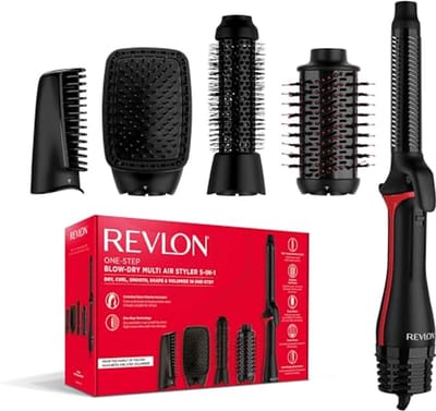 Haarstyler 5-in-1 - Krultang Föhn - Haar Stijlen - Afneembare koppen - 191 kg - Zwart