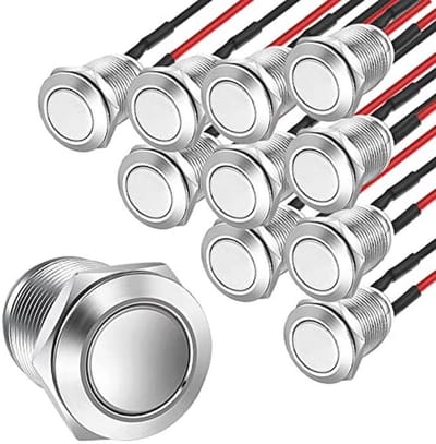 10 Stuks Waterdichte Drukknop Momentary 12mm Voorbedraad