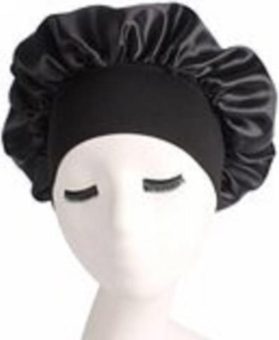 Slaapmuts - Bonnet Satijn - XL - Slaapmuts Satijn - Hoofddeksel - Elastisch - Zwart- Breede band - Haar verzorging