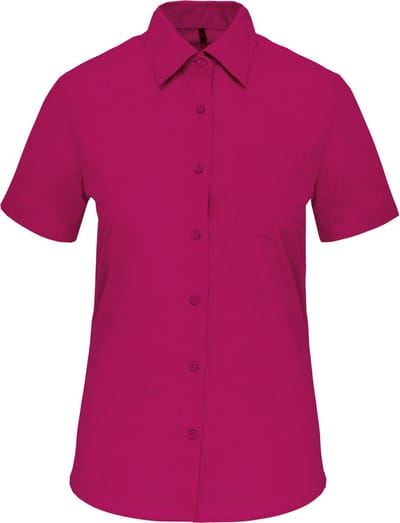 Kariban Overhemd in onderhoudsvriendelijk polykatoen-popeline korte mouwen dames K548 - Fuchsia - XS