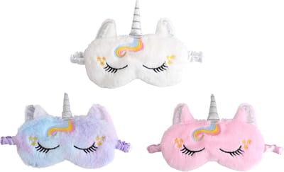 3 Stuks - Slaapmaskers kind - Regenboog Unicorn - Peach Multi Kleuren